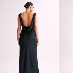 NADIA
Maxi Satin Dress With Back Cowl - Black